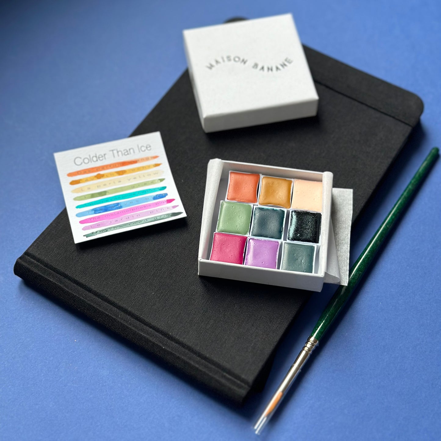 Kit deluxe - Palette d'aquarelle artisanale + cahier  + pinceau