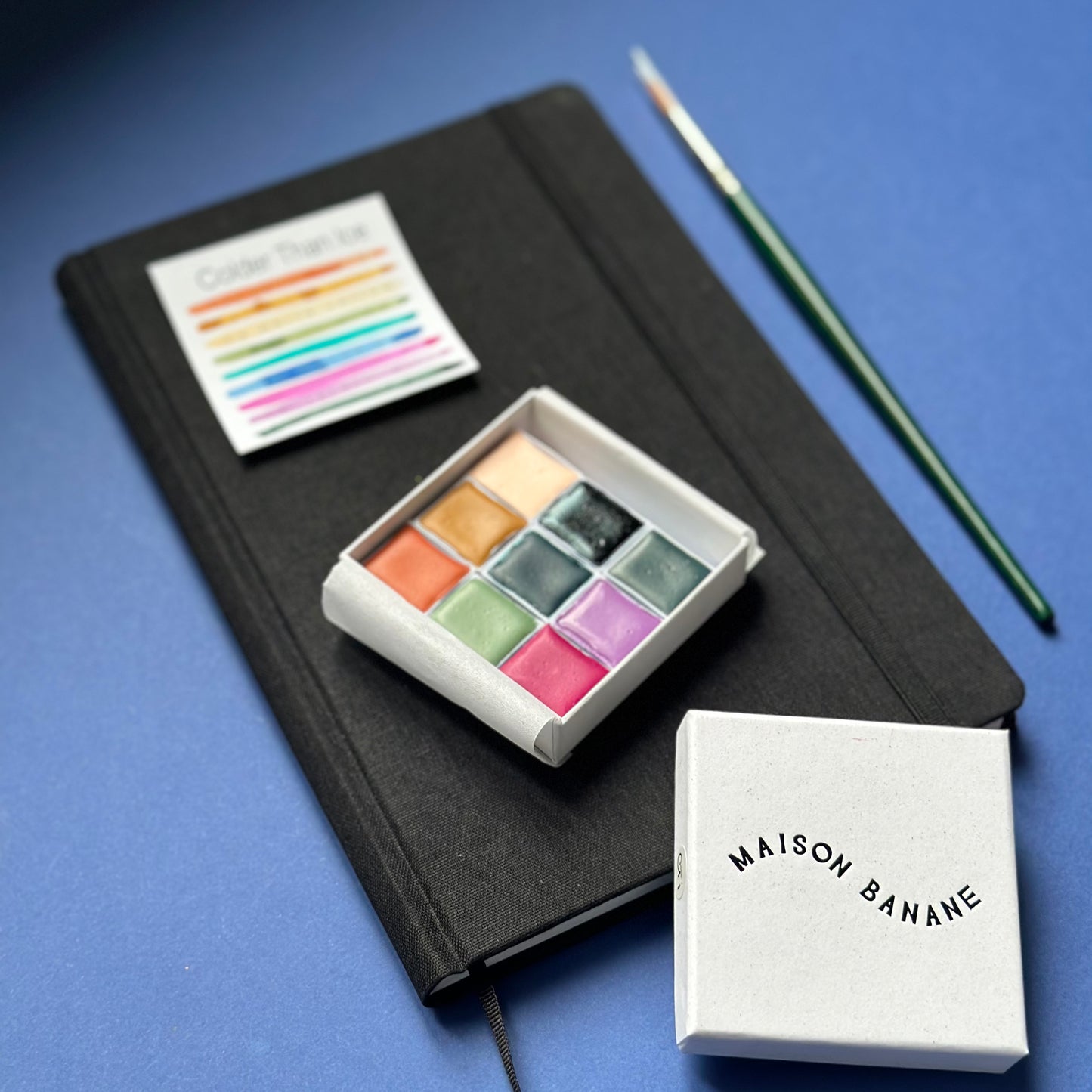 Kit deluxe - Palette d'aquarelle artisanale + cahier  + pinceau