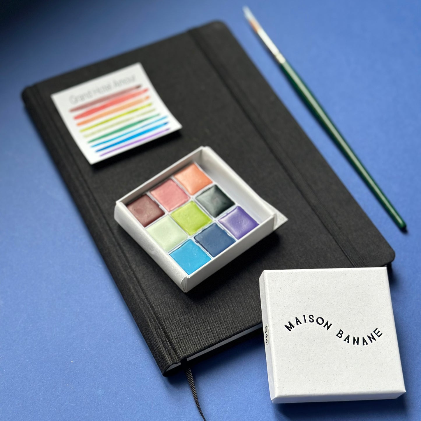 Kit deluxe - Palette d'aquarelle artisanale + cahier  + pinceau