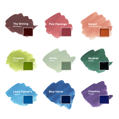 Détail couleur Palette d'aquarelles artisanale vegan Grand Hotel Amour